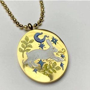 NEW White Rabbit Blue Moon Pendant Necklace
